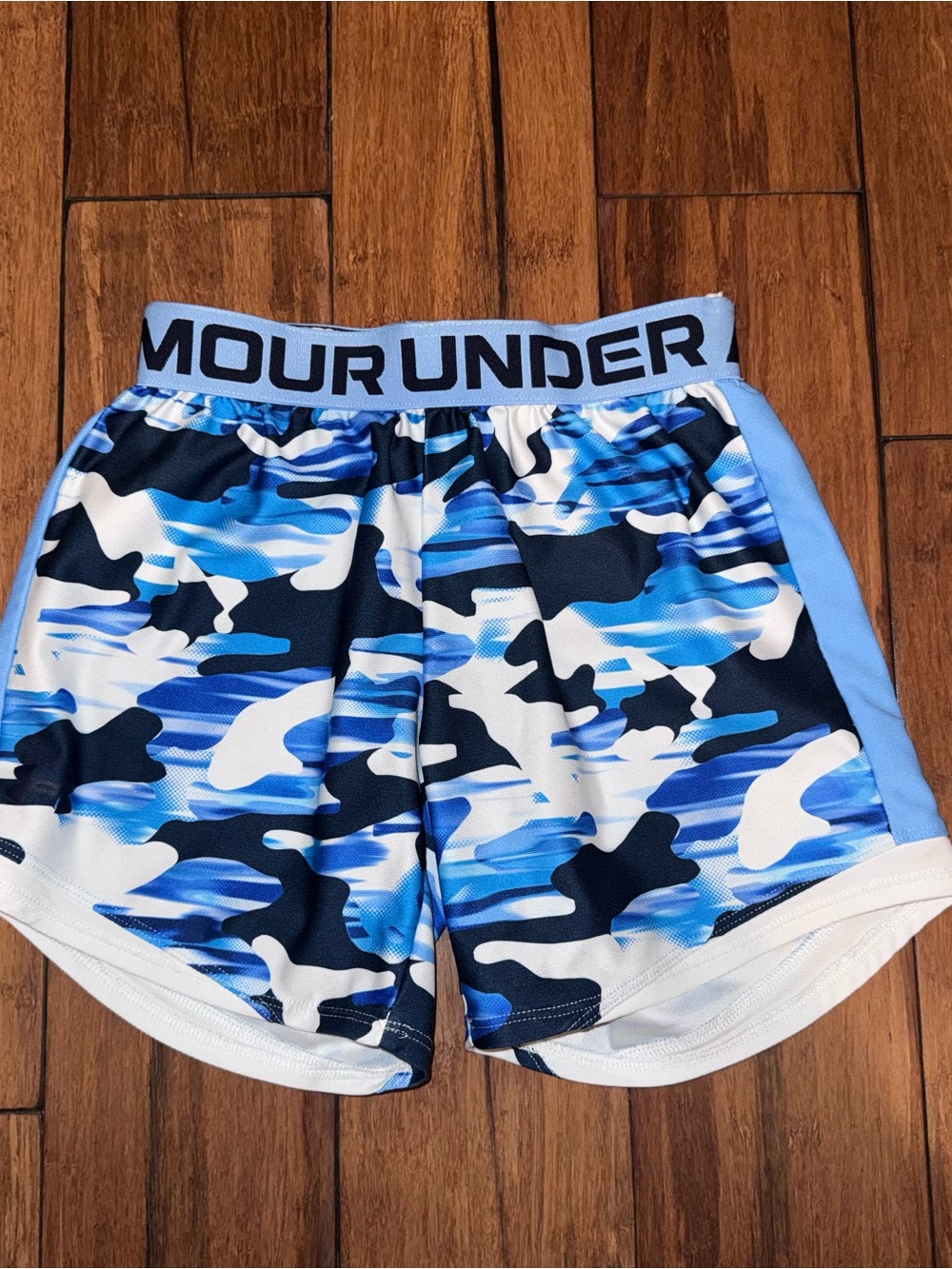 Girls Under Armour Blue & White Camo Performance Shorts